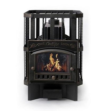 Печь для бани НМК Сибирь «Сибирь-32» каминная дверца кованная сетка, чугун в Казани