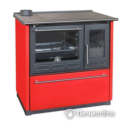Отопительная печь Plamen 850 Glas красная труба слева в Казани