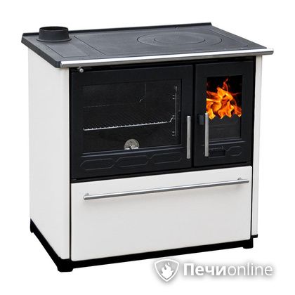 Отопительная печь Plamen 850 Glas белая труба слева в Казани