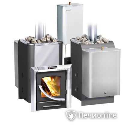 Дровяная банная печь Ермак Элит 20-ПС стекло нержавеющая сталь регулируемый тоннель в Казани