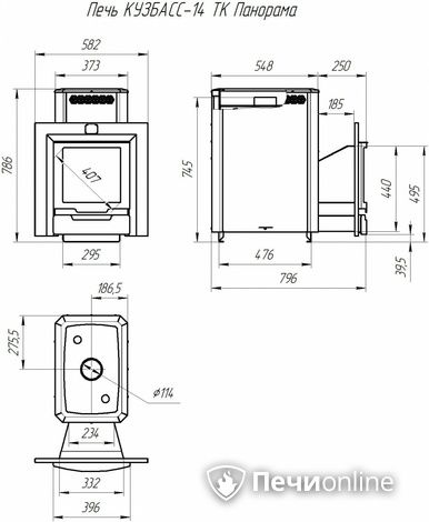 Дровяная банная печь Теплодар Кузбасс-14 ТК Панорама (2018) в Казани