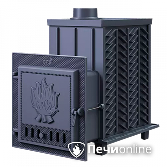 Дровяная банная печь Гефест ЗК-30 чугунная дверца закрытая каменка в Казани