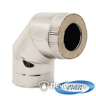 Дымоход УМК Сэндвич-отвод 90° D130х200 Н+Н 1.0мм 0.5мм по воде в Казани