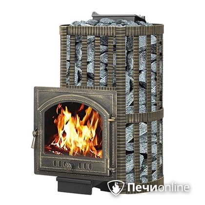 Дровяная банная печь Везувий Ураган Ковка 16 (205) с закрытой каменкой чугун в Казани