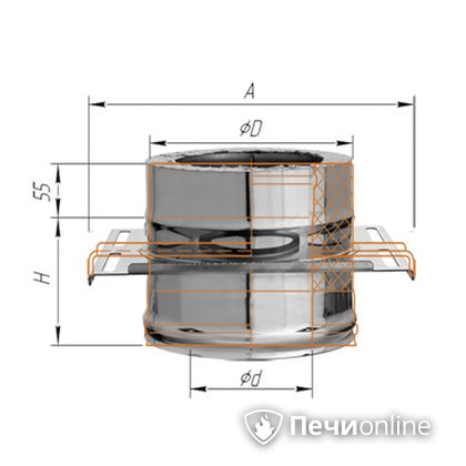 Дымоход Феррум Площадка монтажная  d-115/200 по воде в Казани