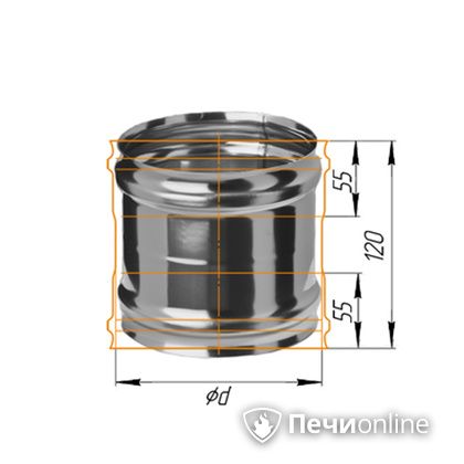 Дымоход Феррум Адаптер ММ для печи нержавеющий 08 d-120 в Казани