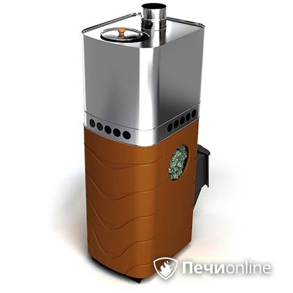 Дровяная банная печь TMF Бирюса 2013 Carbon терракота с закрытой каменкой в Казани