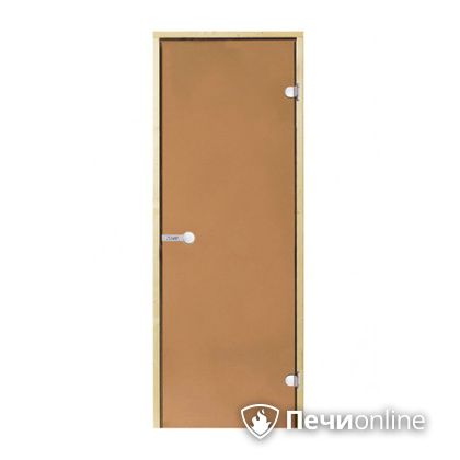 Дверь для бани Harvia Стеклянная дверь для сауны 7/19 коробка сосна бронза  D71901М в Казани