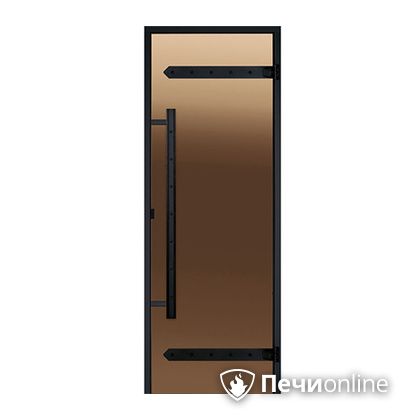 Дверь для бани Harvia Стеклянная дверь для сауны LEGEND 7/19 черная коробка сосна бронза  D71901МL в Казани