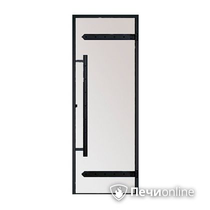 Дверь для бани Harvia Стеклянная дверь для сауны LEGEND 7/19 черная коробка сосна сатин D71905МL в Казани